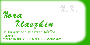 nora klaszkin business card